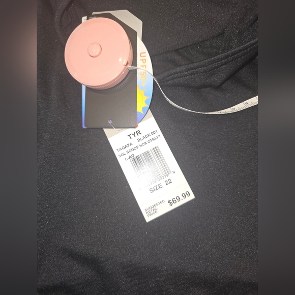 TYR SOL SCOOP NCK CTRLFIT ALL-BLACK SWIMSUIT SIZE 22 - Picture 10 of 10